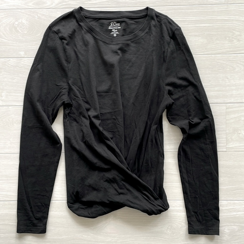 J. Crew Black Cotton Twist Hem Jersey